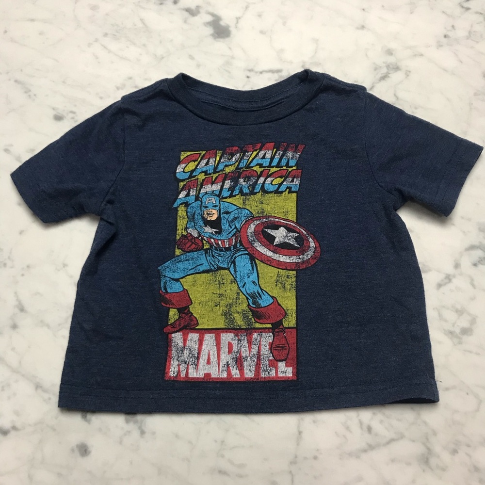 Marvel Captain America Boys Blue Red T-Shirt 12M